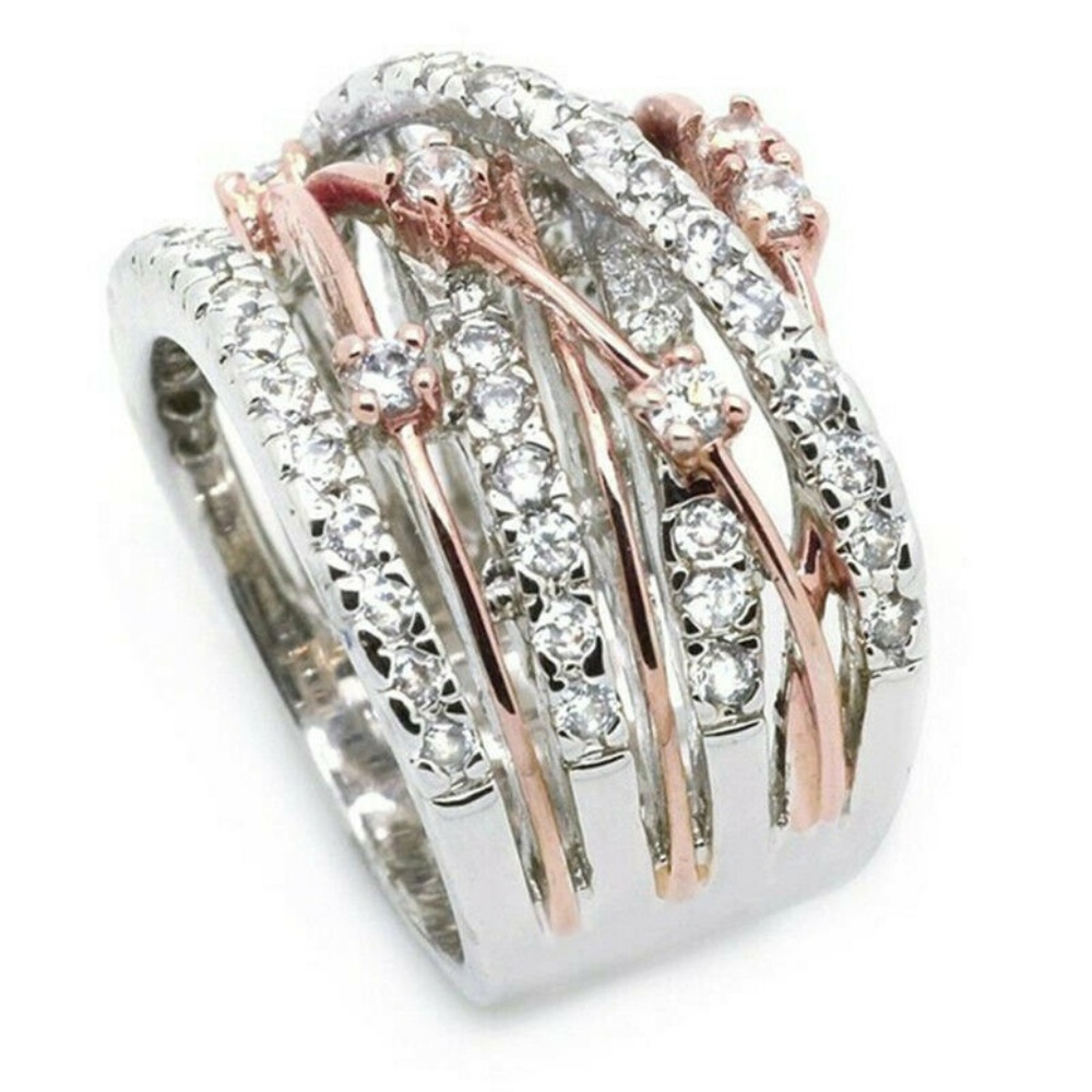 Rose gold 925 Silver Plated Ring New - Picture 2 of 4